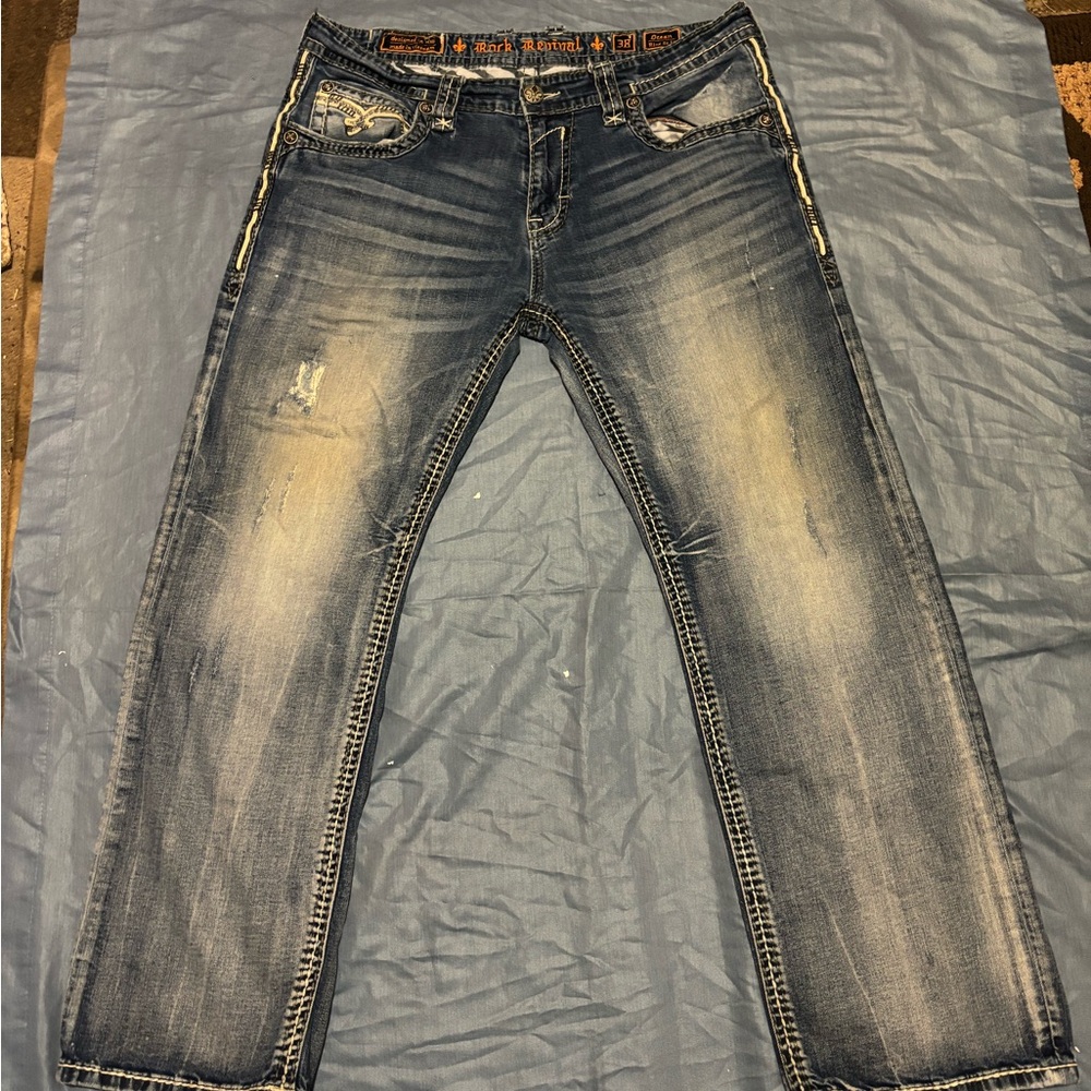 Rock revival jeans, size 38, inseam 31 great look and design